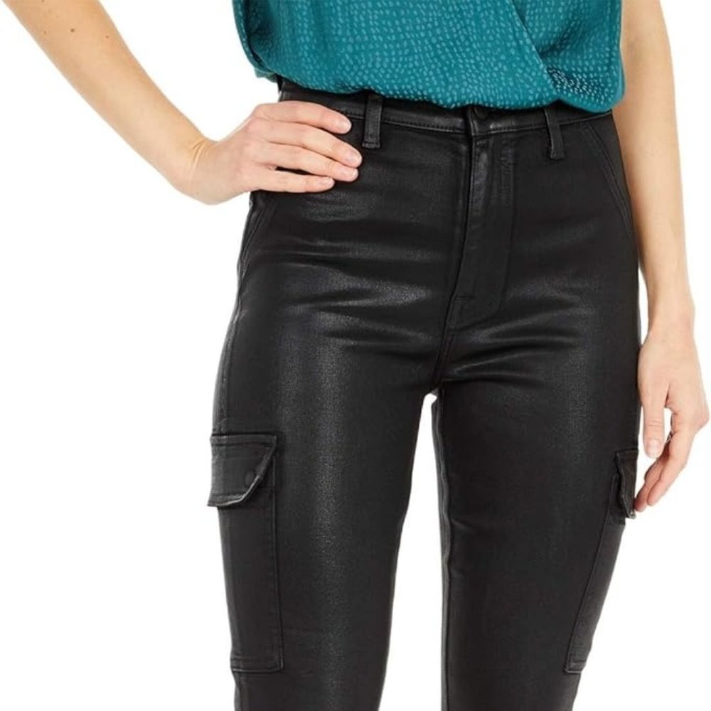 7 For All Mankind  Coated Leather look Skinny Cargo Jeans 32 - NWT